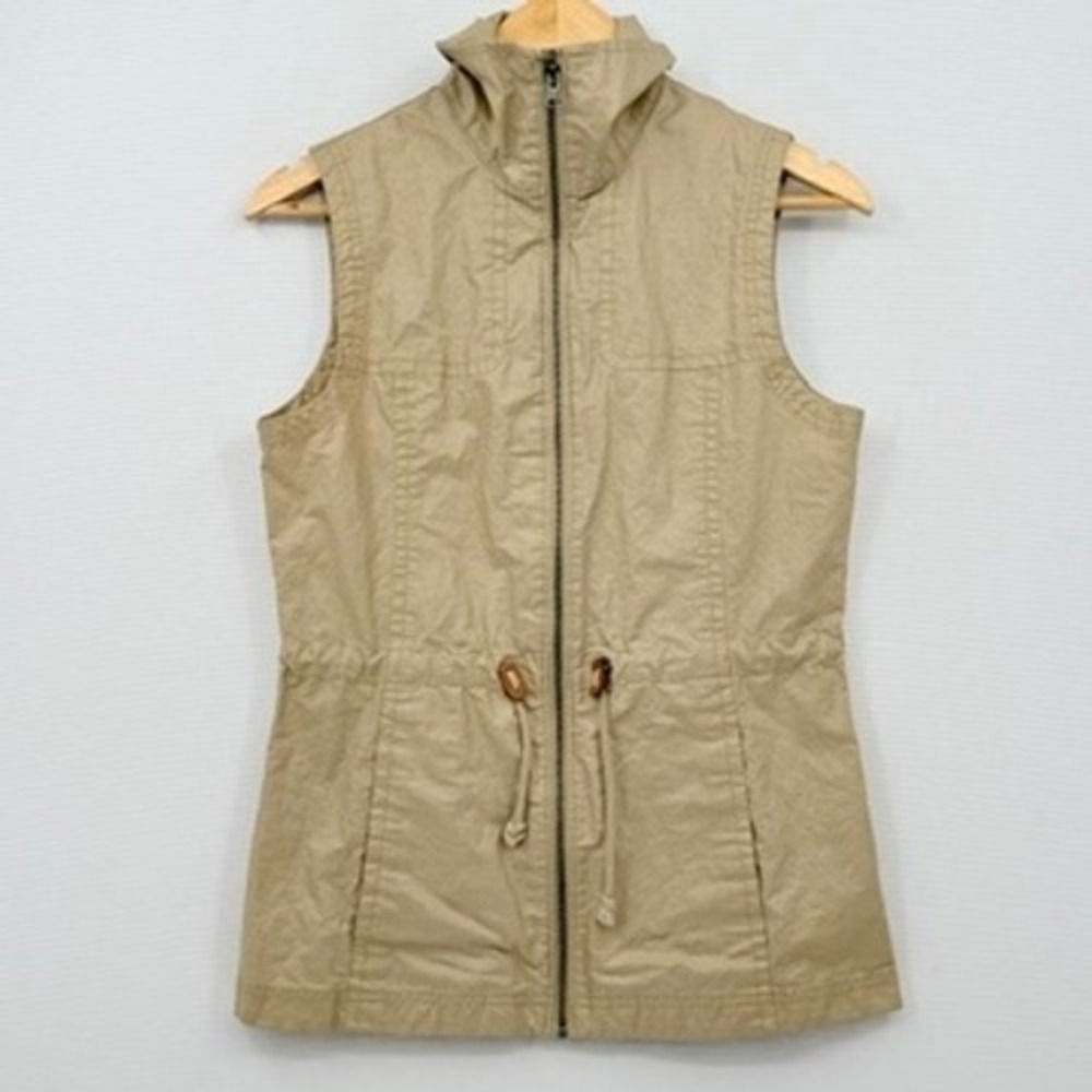 Columbia Utility Vest Womens Small Tan Khaki Full Zip Drawstring Gorpcore Safari